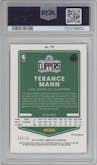 Terance Mann from the 2021-22 Panini Donruss Optic set featuring a Fast Break Gold parallel graded by PSA and given an overall grade of 9.