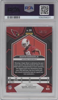 Marvin Harrison Jr. from the 2024 Panini Mosaic set featuring a No Huddle Blue parallel graded by PSA and given an overall grade of 10.