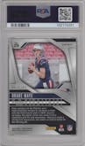 Drake Maye from the 2024 Panini Prizm set featuring a Red Wave parallel graded by PSA and given an overall grade of 9.