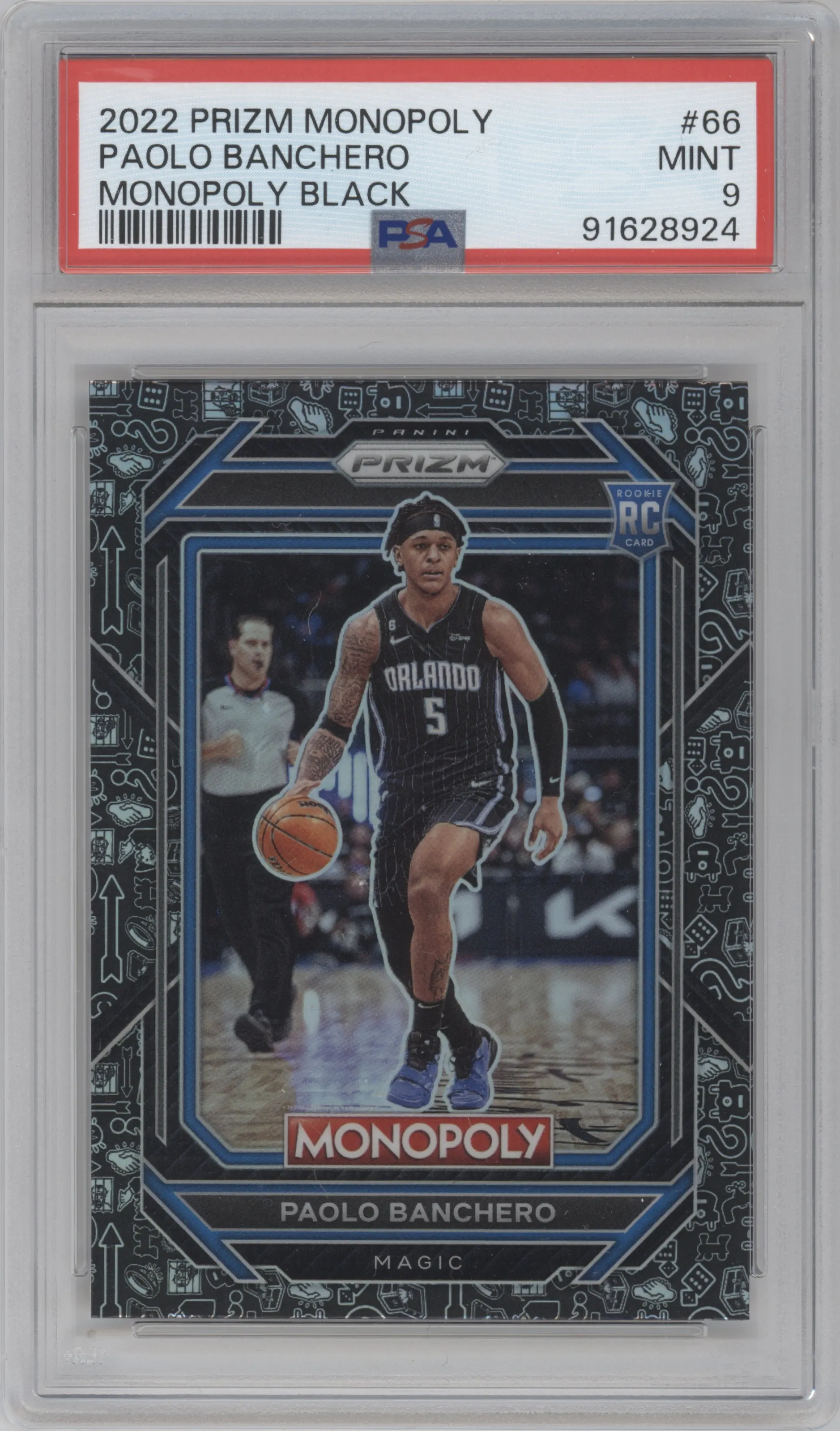 2022 Panini Prizm Monopoly Paolo Banchero Black Classic Icons #66 PSA 9