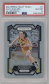 Caitlin Clark from the 2024 Panini Prizm Draft Picks set featuring a Silver parallel graded by PSA and given an overall grade of 10.