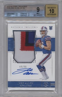 Josh Allen from the 2018 Panini National Treasures set graded by Beckett and given an overall grade of 9.