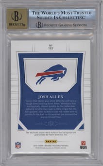 Josh Allen from the 2018 Panini National Treasures set graded by Beckett and given an overall grade of 9.