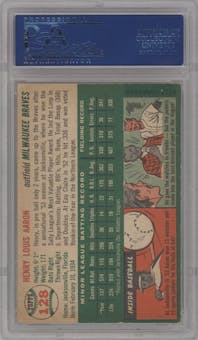Henry Aaron from the 1954 Topps set graded by PSA and given an overall grade of 5.
