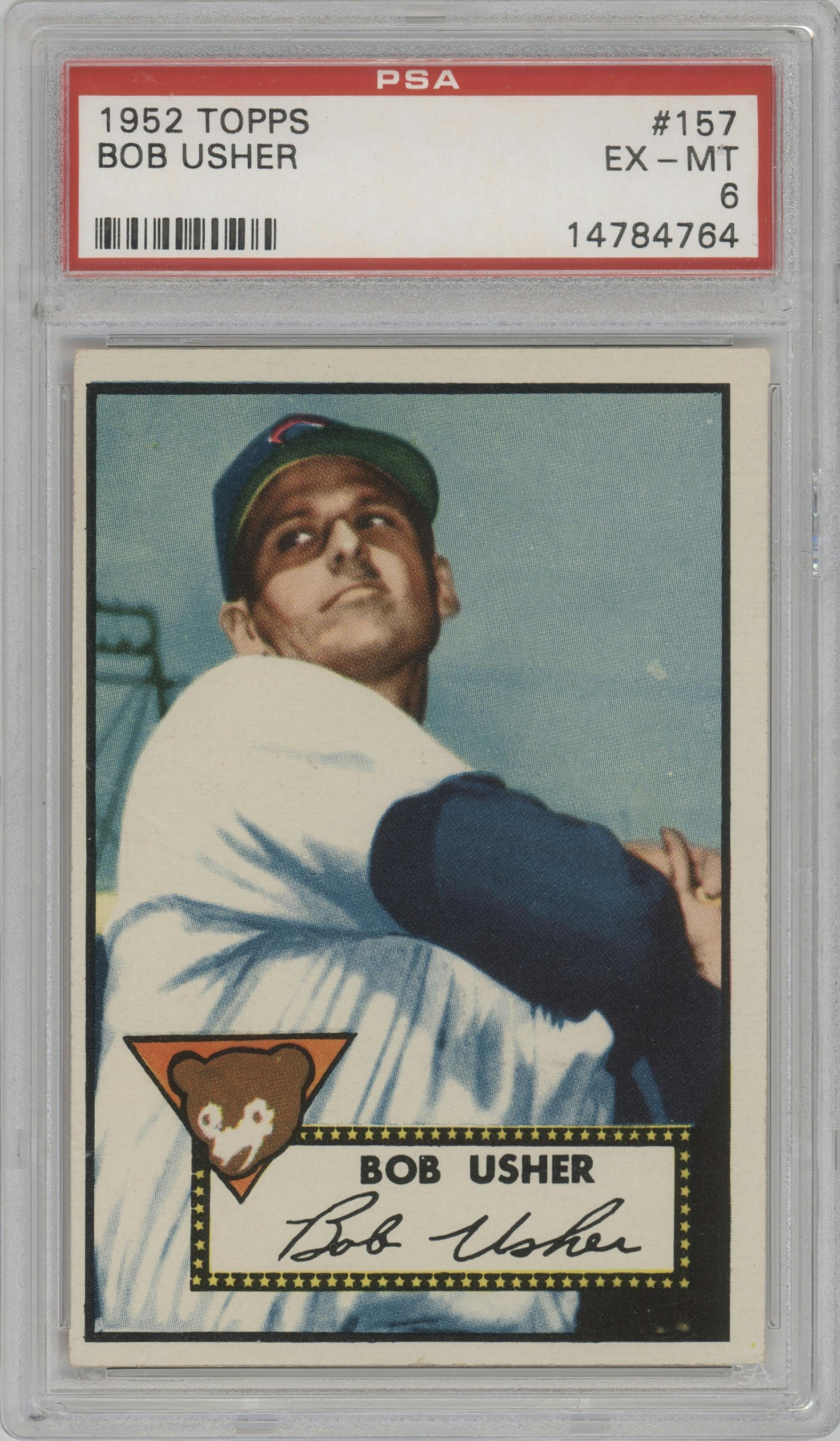 Bob Usher from the 1952 Topps set graded by PSA and given an overall grade of 6.