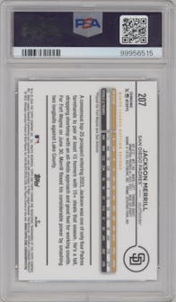 Jackson Merrill from the 2024 Topps Chrome set graded by PSA and given an overall grade of 10.