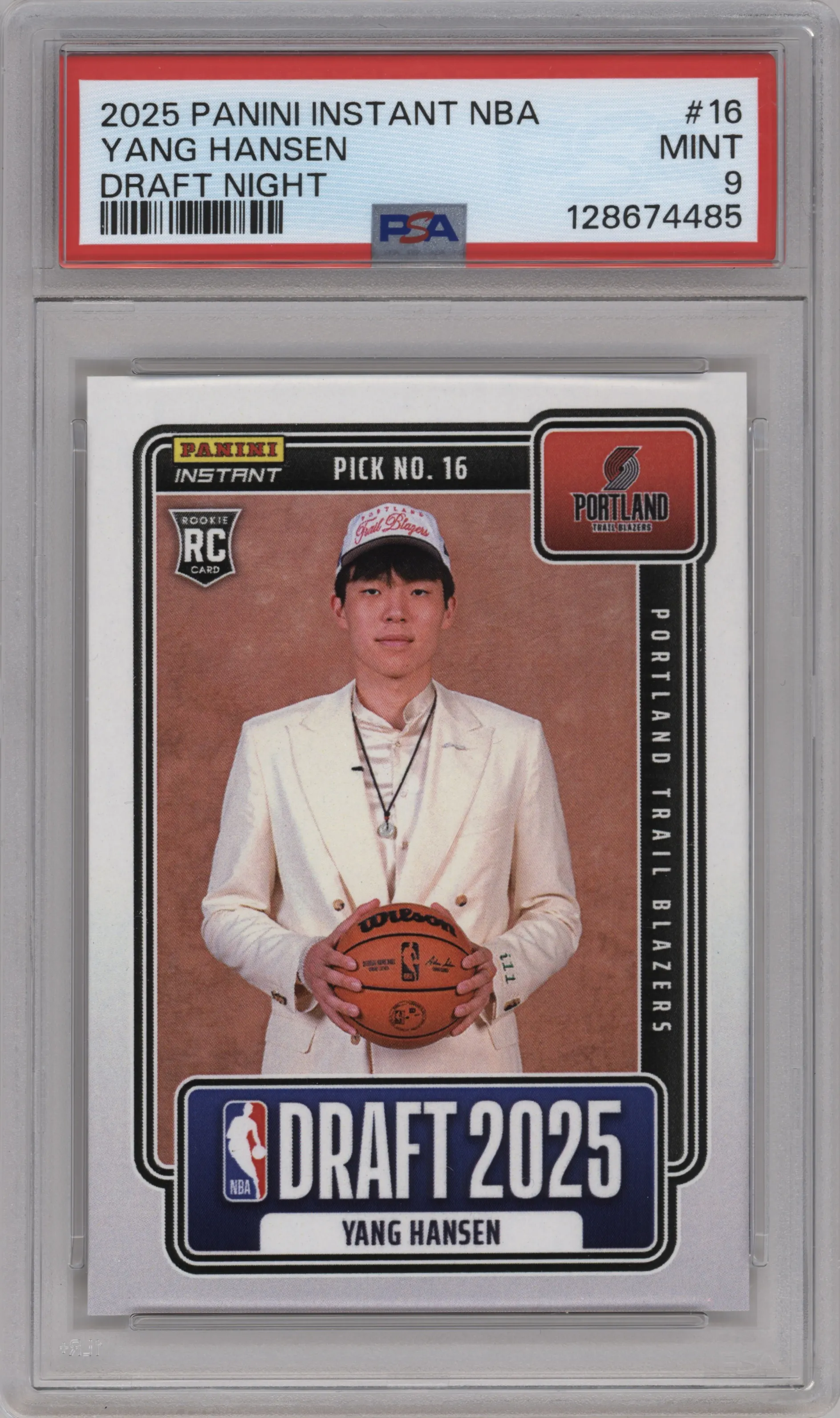 2025 Panini Instant Draft Night Yang Hansen PSA 9