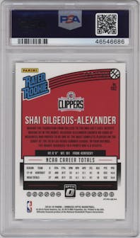 Shai Gilgeous-Alexander from the 2018-19 Panini Donruss Optic set featuring a Premium Box Set parallel graded by PSA and given an overall grade of 10.