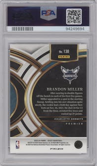 Brandon Miller from the 2023-24 Panini Select  set featuring a Blue Prizm parallel graded by PSA and given an overall grade of 10.