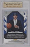 Luka Doncic from the 2018-19 Panini Prizm set featuring a Silver Prizm parallel graded by Beckett and given an overall grade of 9.5.