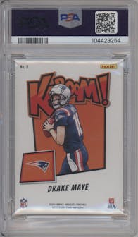 Drake Maye from the 2024 Panini Absolute set graded by PSA and given an overall grade of 9.