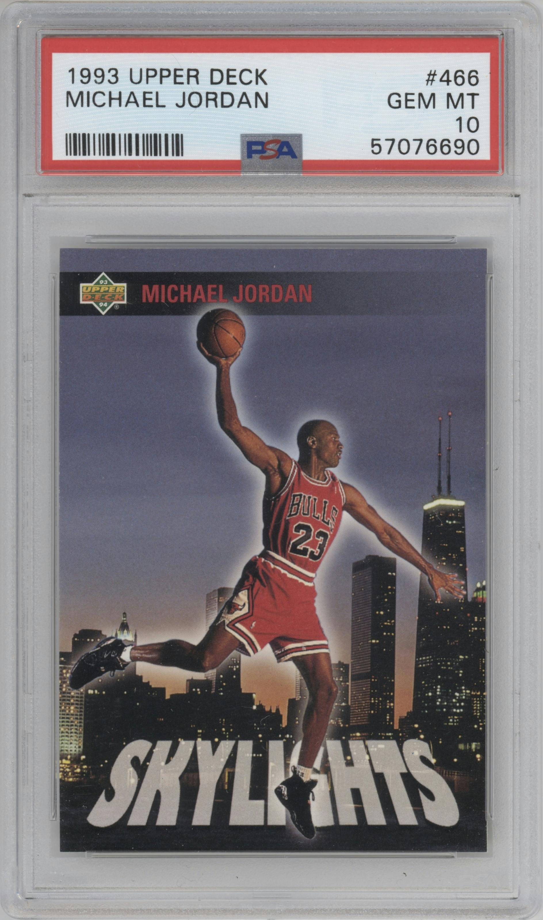 Michael Jordan from the 1993-94 Upper Deck  set graded by PSA and given an overall grade of 10.