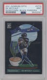 DK Metcalf from the 2021 Panini Donruss Optic set featuring a Black Pandora parallel graded by PSA and given an overall grade of 9.
