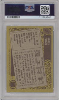 Jerry Rice from the 1986 Topps set graded by PSA and given an overall grade of 7.
