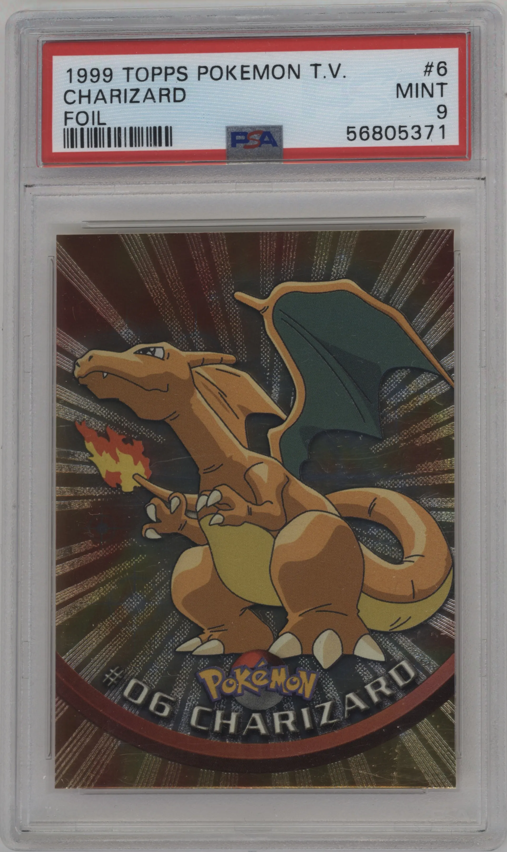 1999 Pokemon Topps TV Charizard Foil #06 PSA 9