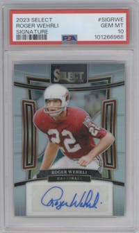 Roger Wehrli from the 2023 Panini Select set graded by PSA and given an overall grade of 10.