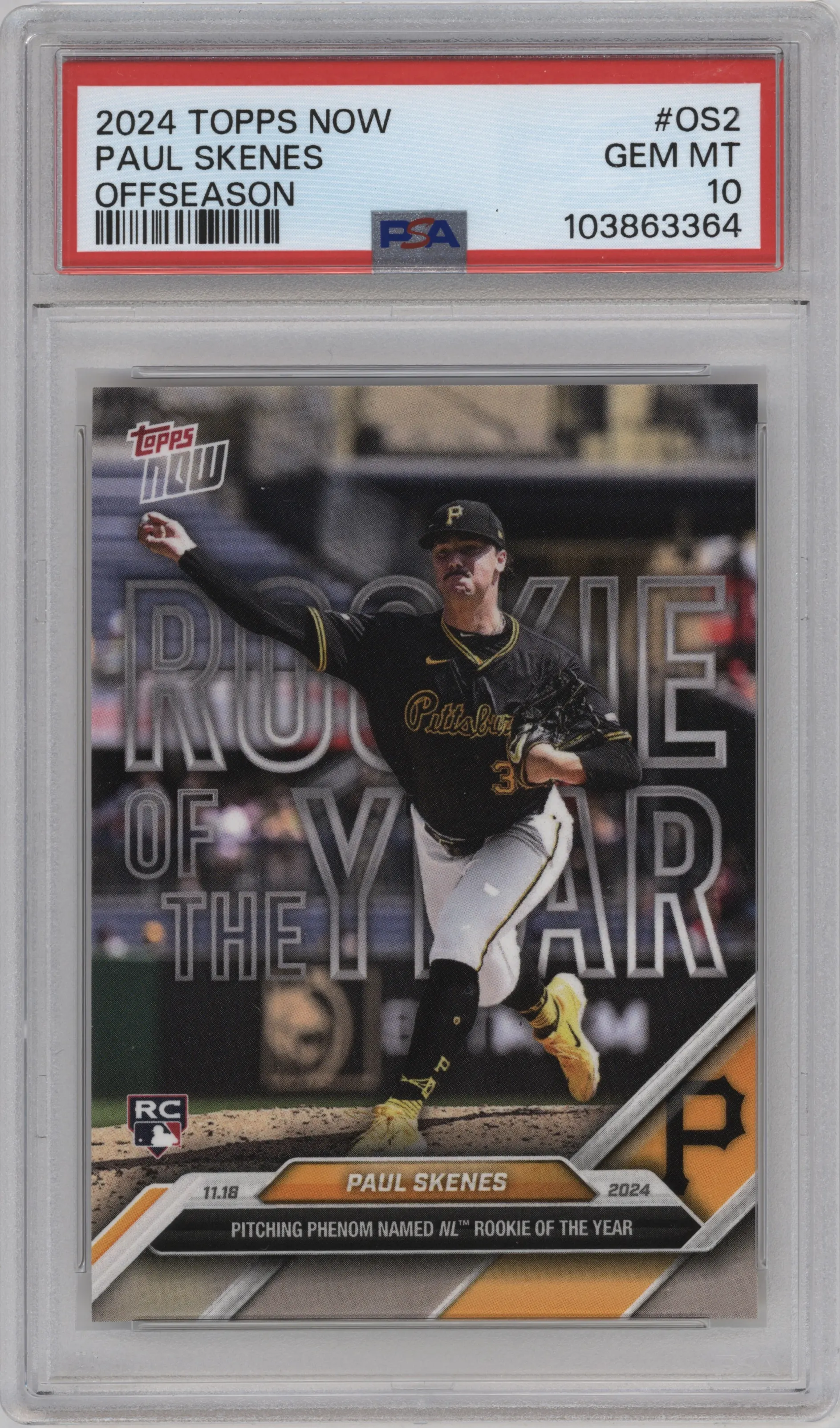 2024 Topps Now Off-Season Paul Skenes PSA 10
