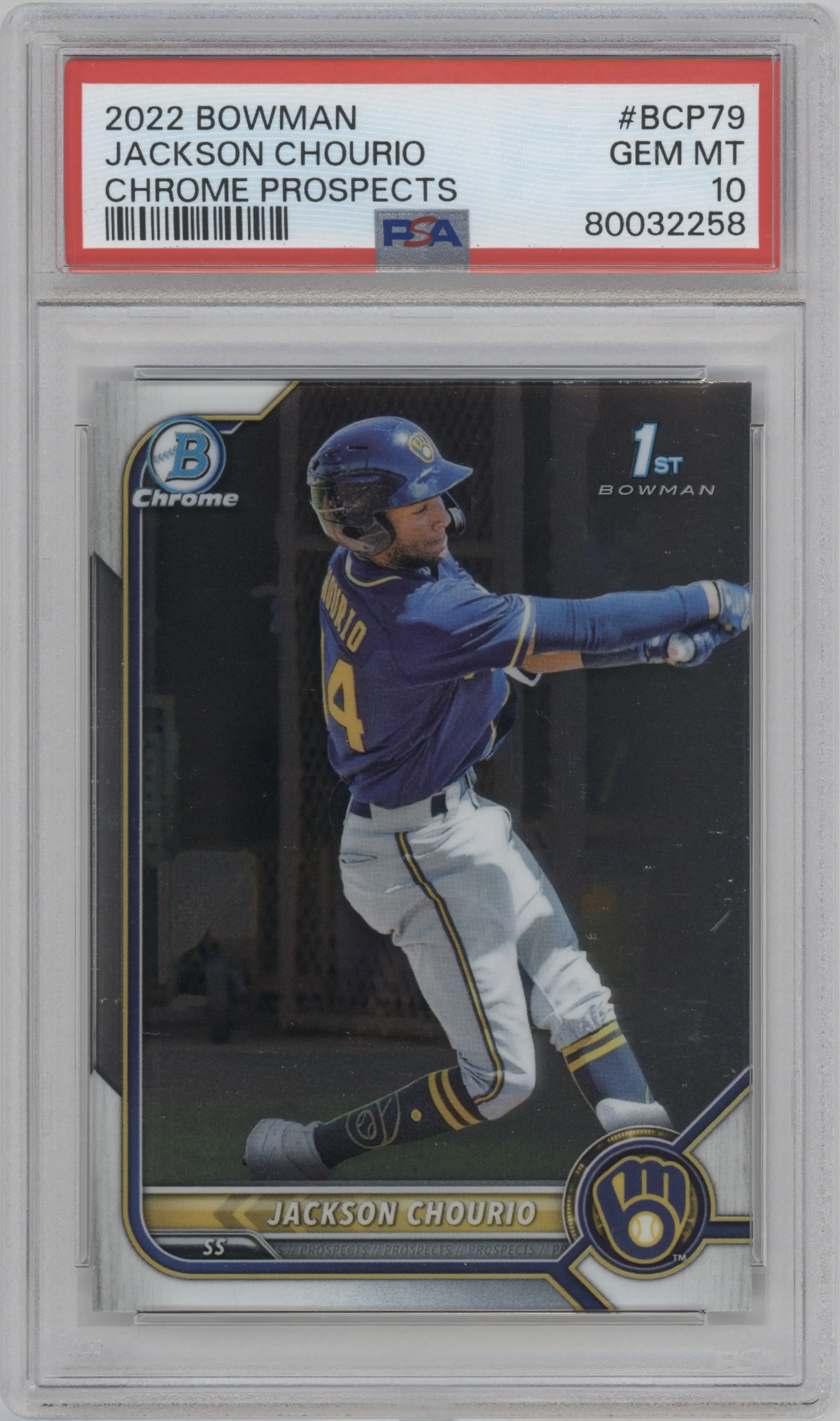 2022 Bowman Chr.Pros. Jackson Chourio #BCP-79 PSA 10