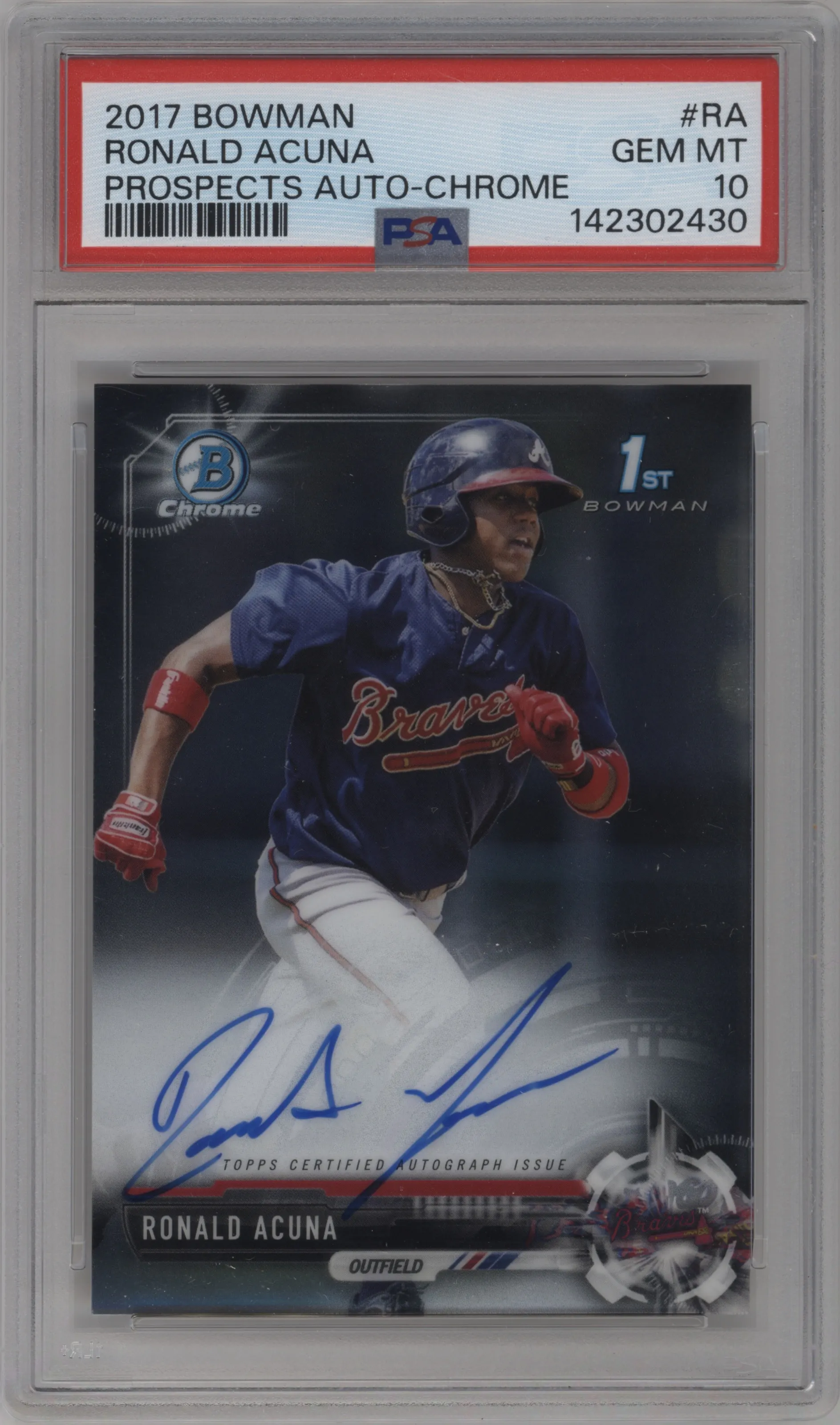 2017 Bowman Chrome Chr.Pros.Auto Ronald Acuna PSA 10