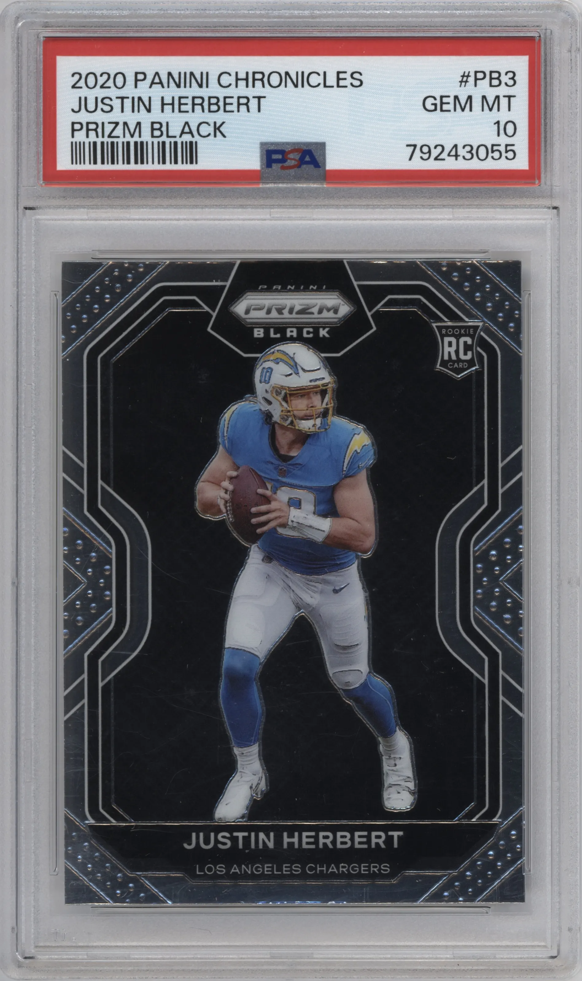 2020 Panini Chronicles Prizm Black Justin Herbert PSA 10