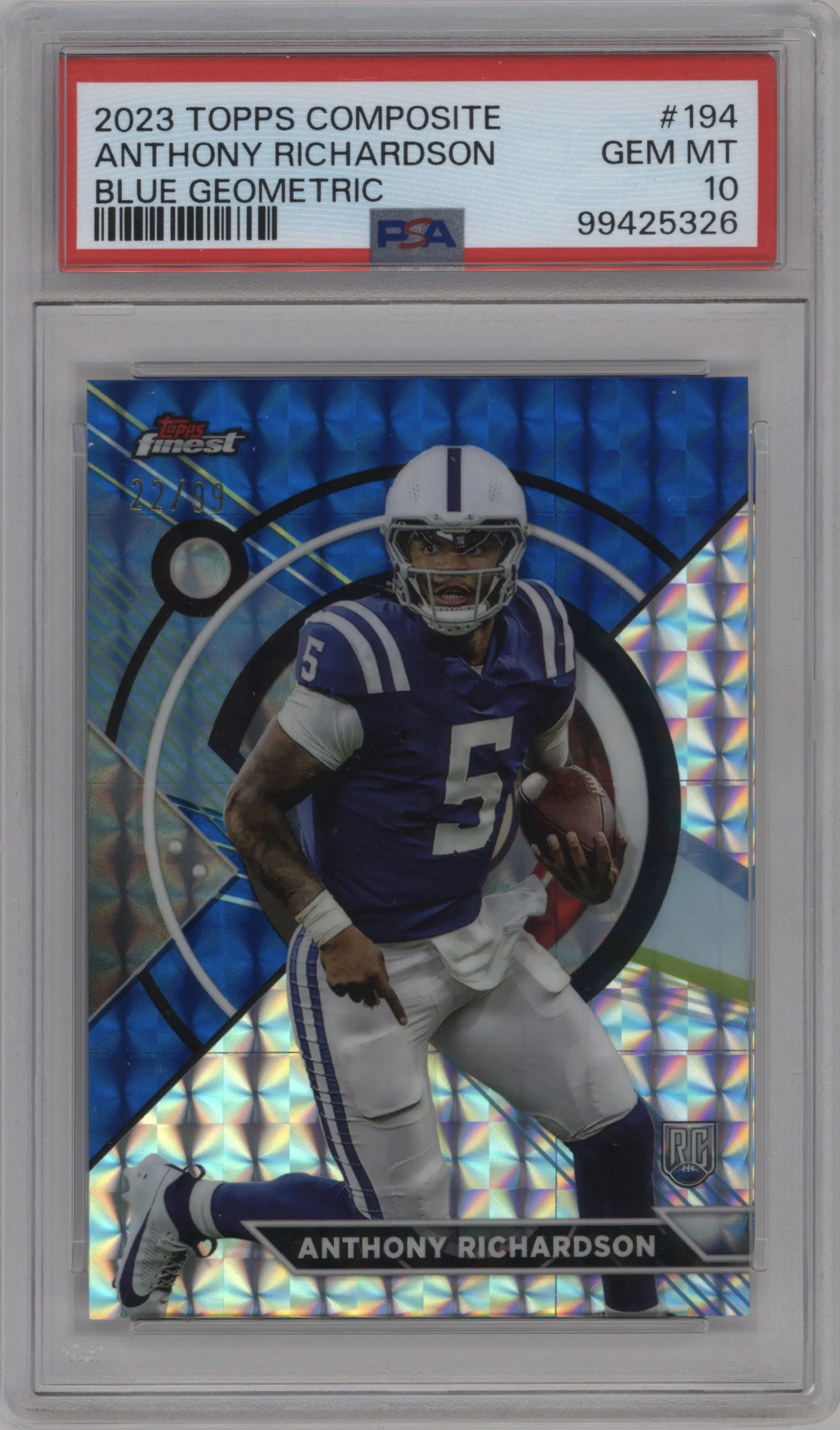 2023 Topps Composite Finest Anthony Richardson Blue Geometric #194 PSA 10