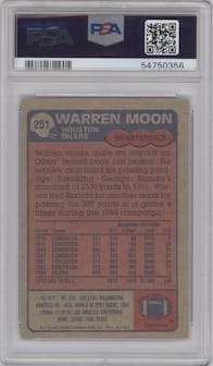 Warren Moon from the 1985 Topps set graded by PSA and given an overall grade of 8.