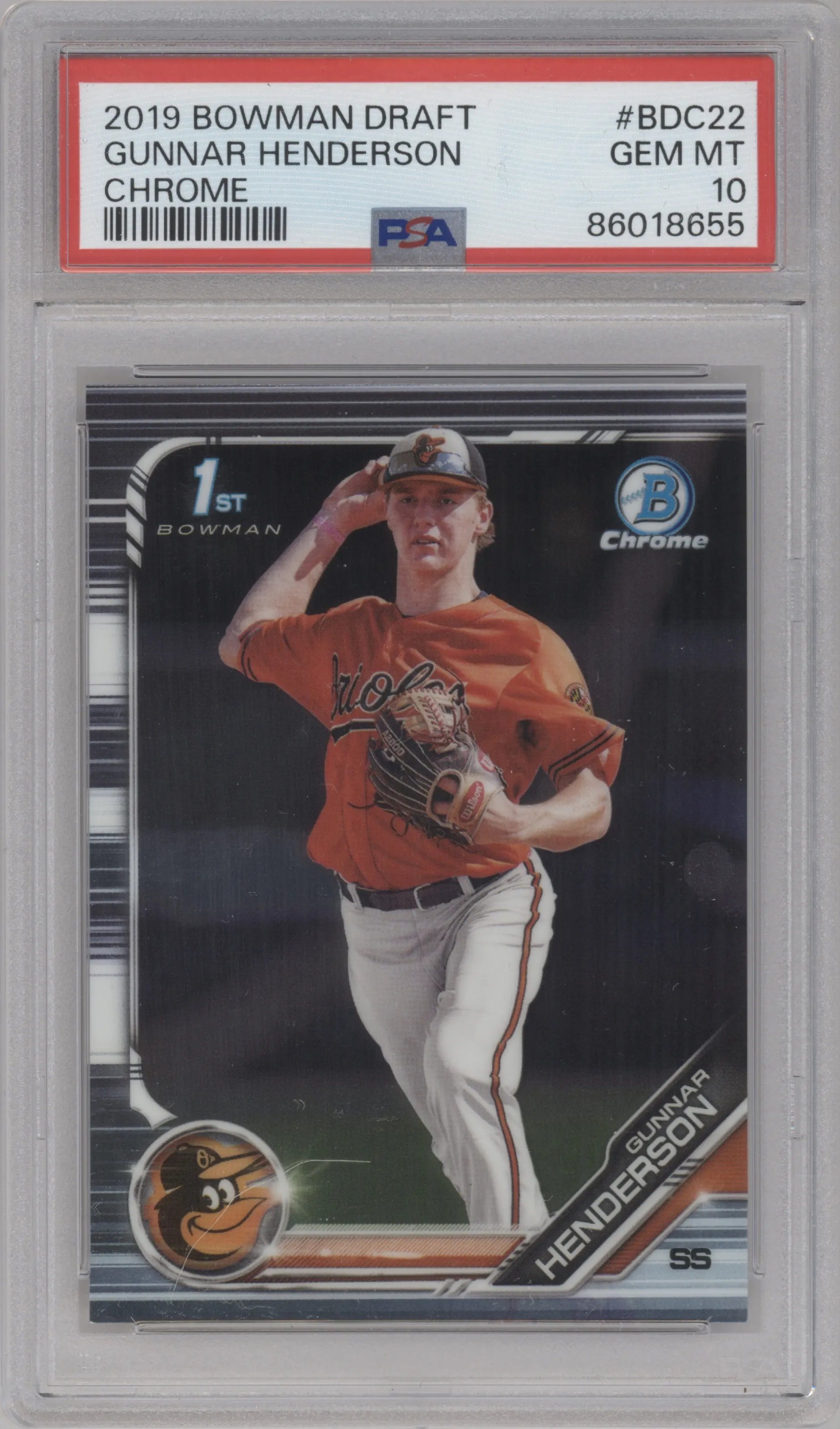 2019 Bowman Draft Chrome Gunnar Henderson PSA 10
