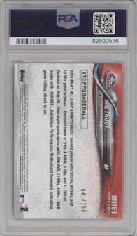 Mike Trout from the 2018 Topps Chrome Update  set featuring a Refractor parallel graded by PSA and given an overall grade of 10.