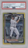 Bryce Rainer from the 2024 Bowman Draft set featuring a Yellow Refractor parallel graded by PSA and given an overall grade of 10.