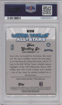 Ken Griffey Jr. from the 2024 Topps Chrome set graded by PSA and given an overall grade of 9.