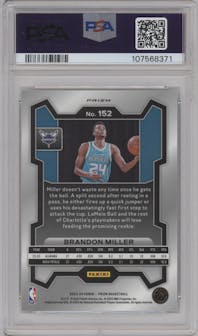 Brandon Miller from the 2023-24 Panini Prizm set featuring a Silver Prizm  parallel graded by PSA and given an overall grade of 10.