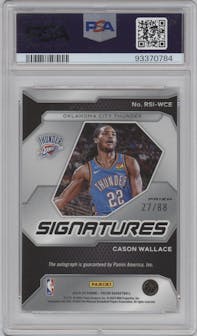 Cason Wallace from the 2023-24 Panini Prizm set featuring a Choice parallel graded by PSA and given an overall grade of 9.