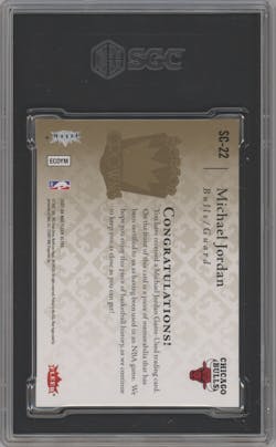 Michael Jordan  from the 2007-08 Fleer Ultra set graded by SGC and given an overall grade of 9.