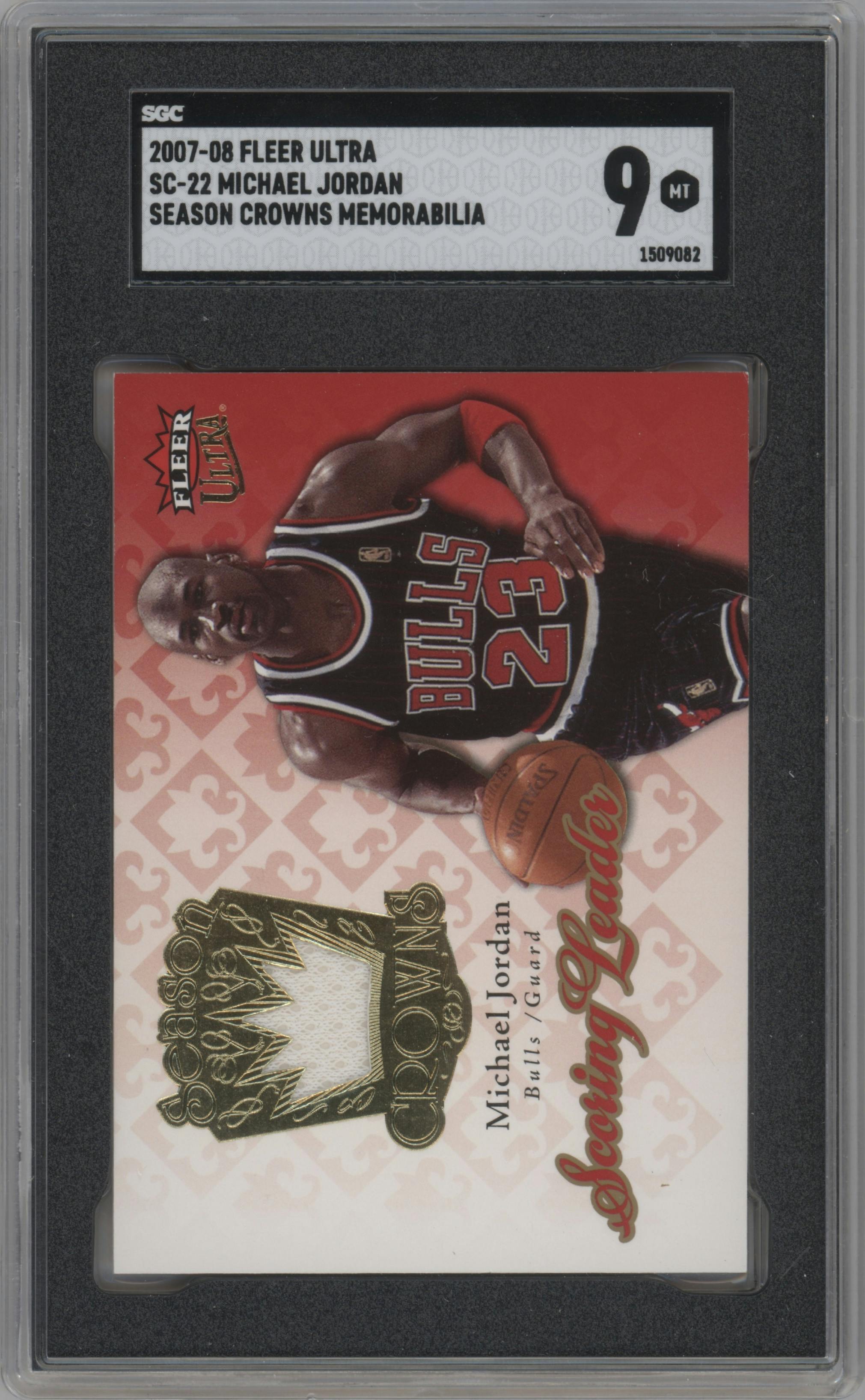 Michael Jordan  from the 2007-08 Fleer Ultra set graded by SGC and given an overall grade of 9.