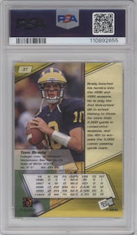 Tom Brady from the 2000 Press Pass set graded by PSA and given an overall grade of 8.