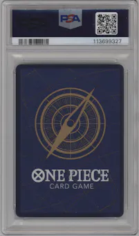 Roronoa Zoro from the 2024 One Piece set featuring a Manga parallel graded by PSA and given an overall grade of 10.