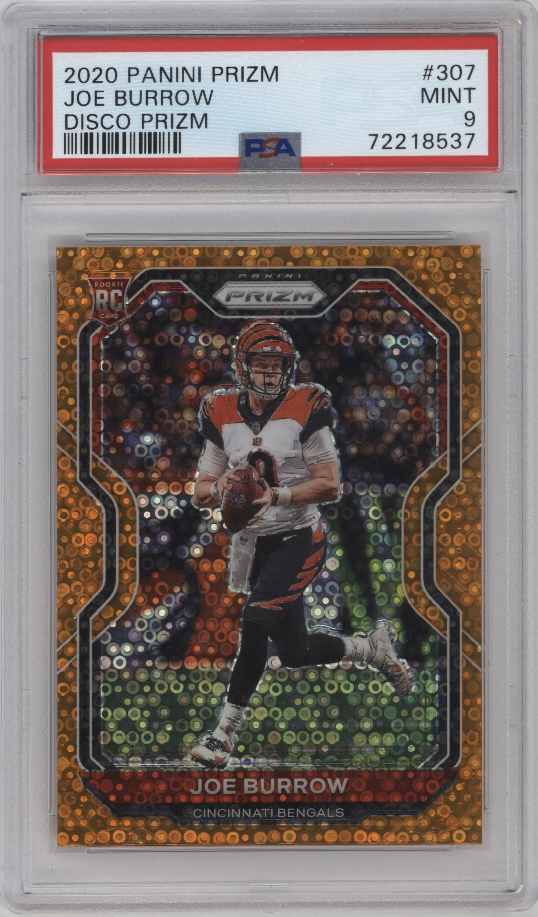 2020 Panini Prizm Joe Burrow Disco #307 PSA 9