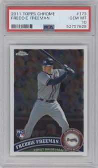 Freddie Freeman from the 2011 Topps Chrome set graded by PSA and given an overall grade of 10.