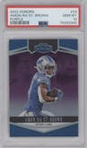 Amon-Ra St. Brown from the 2022 Panini Honors set featuring a Purple parallel graded by PSA and given an overall grade of 10.