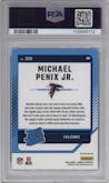 Michael Penix Jr.  from the 2024 Donruss set featuring a Red Wave parallel graded by PSA and given an overall grade of 10.