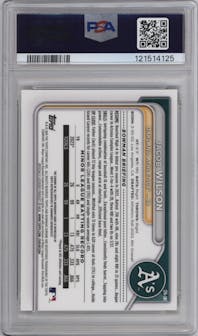 Jacob Wilson from the 2024 Bowman set featuring a Gold Shimmer Refractor parallel graded by PSA and given an overall grade of 10.