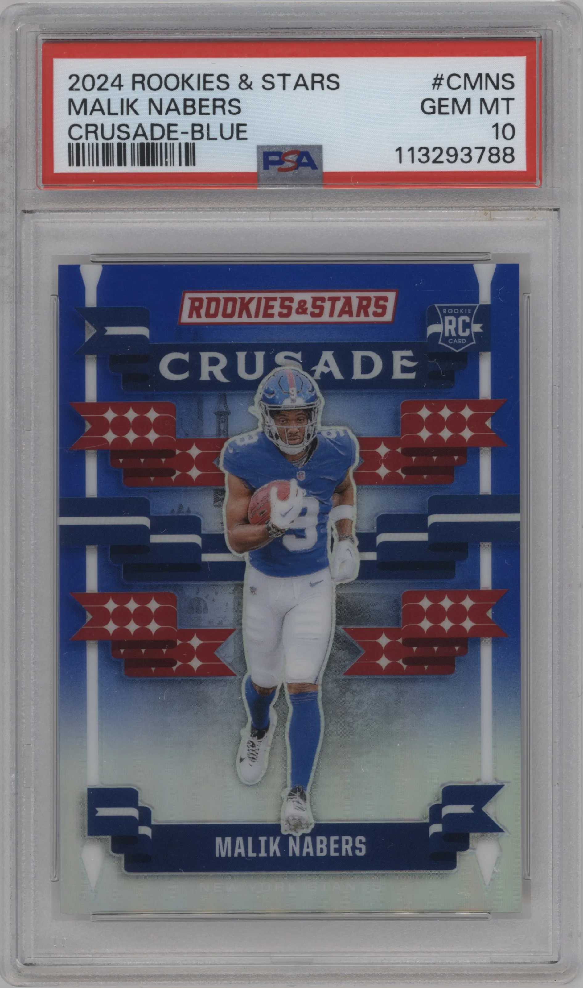 2024 Panini Rookies & Stars Crusade Malik Nabers Blue #C-MNS PSA 10