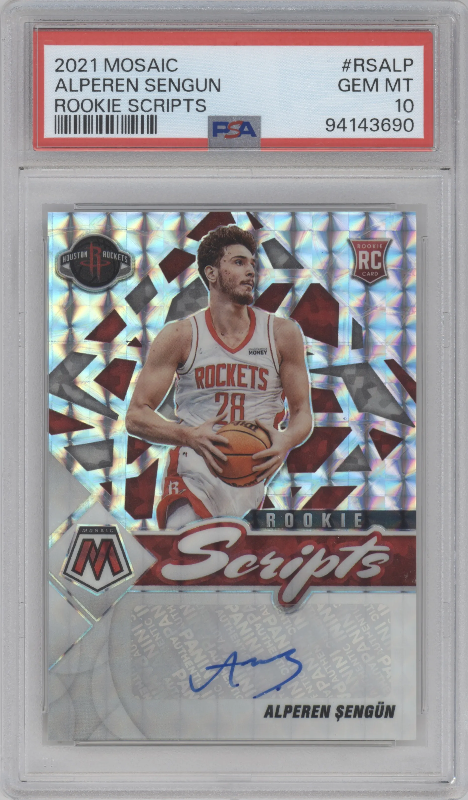 2021 Panini Mosaic Rke.Scripts Alperen Sengun PSA 10