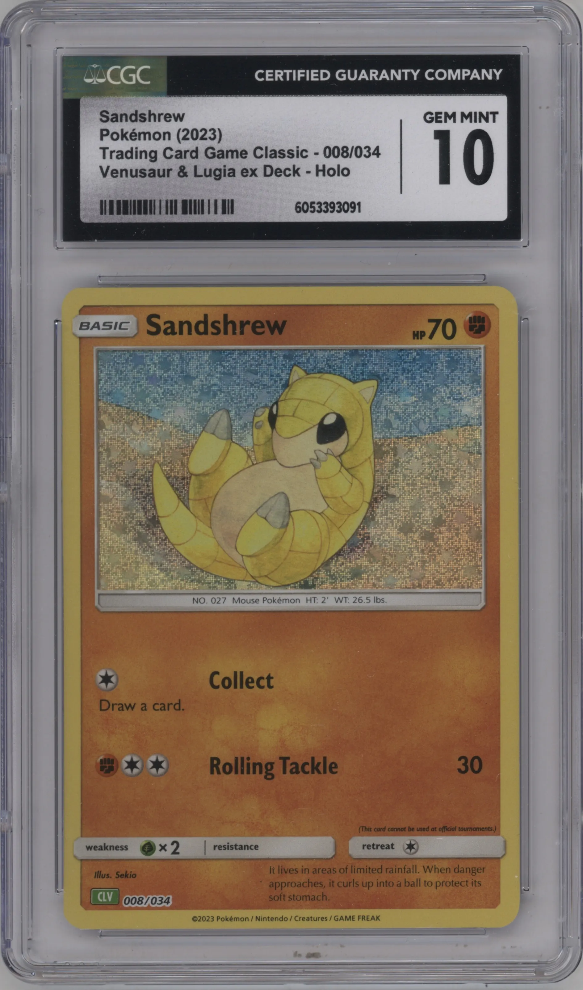 2023 Pokemon CLV Sandshrew CGC 10