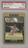 Ichiro Suzuki from the 2005 Topps set featuring a Gold parallel graded by PSA and given an overall grade of 9.