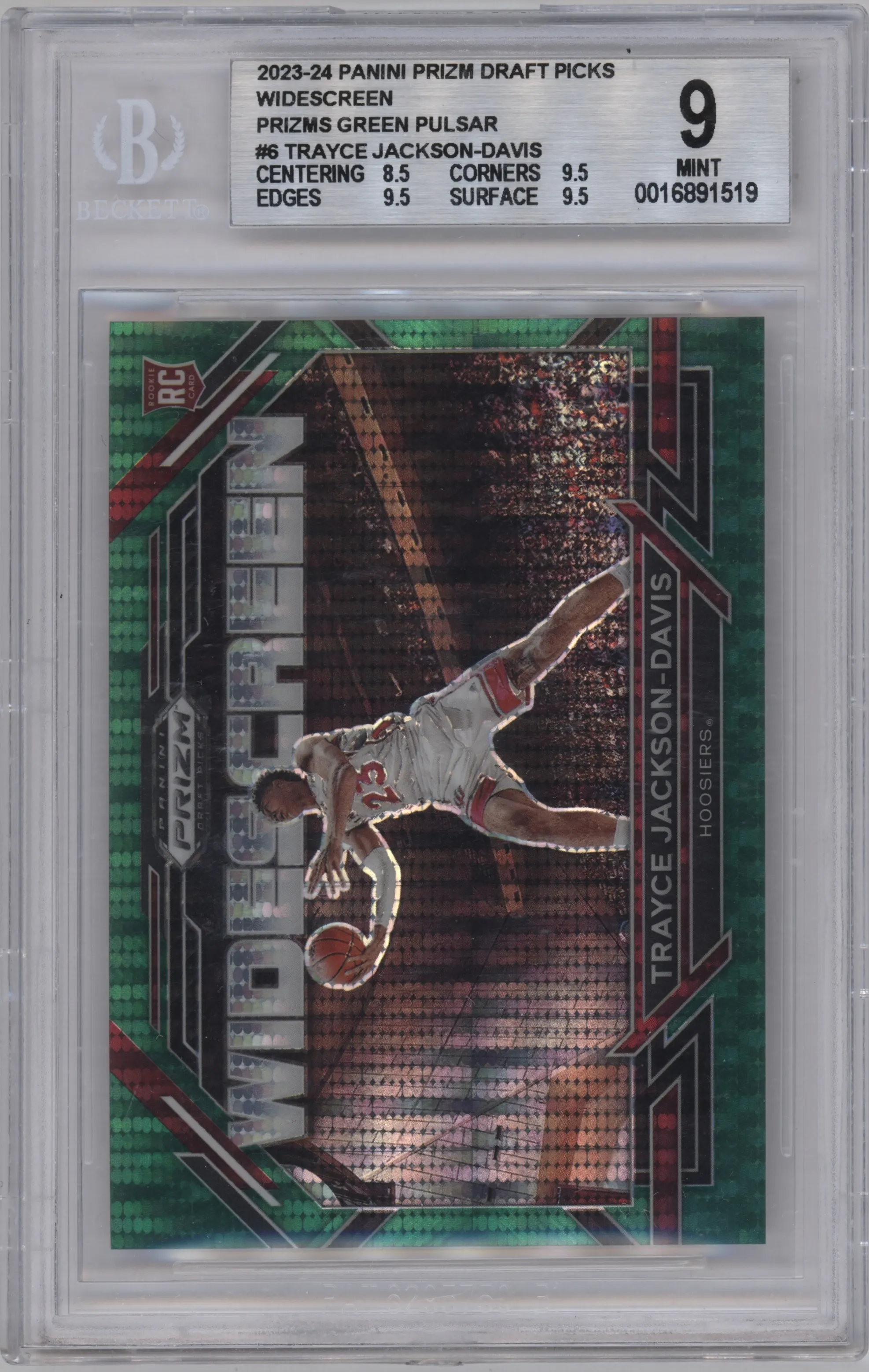 2023 Panini Prizm Draft Picks Widescreen Trayce Jackson-Davis Green Pulsar BGS 9