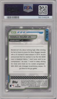 Ronald Acuna Jr. from the 2023 Topps Cosmic Chrome set graded by PSA and given an overall grade of 10.