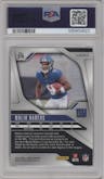 Malik Nabers from the 2024 Panini Prizm set featuring a Silver Prizm parallel graded by PSA and given an overall grade of 10.