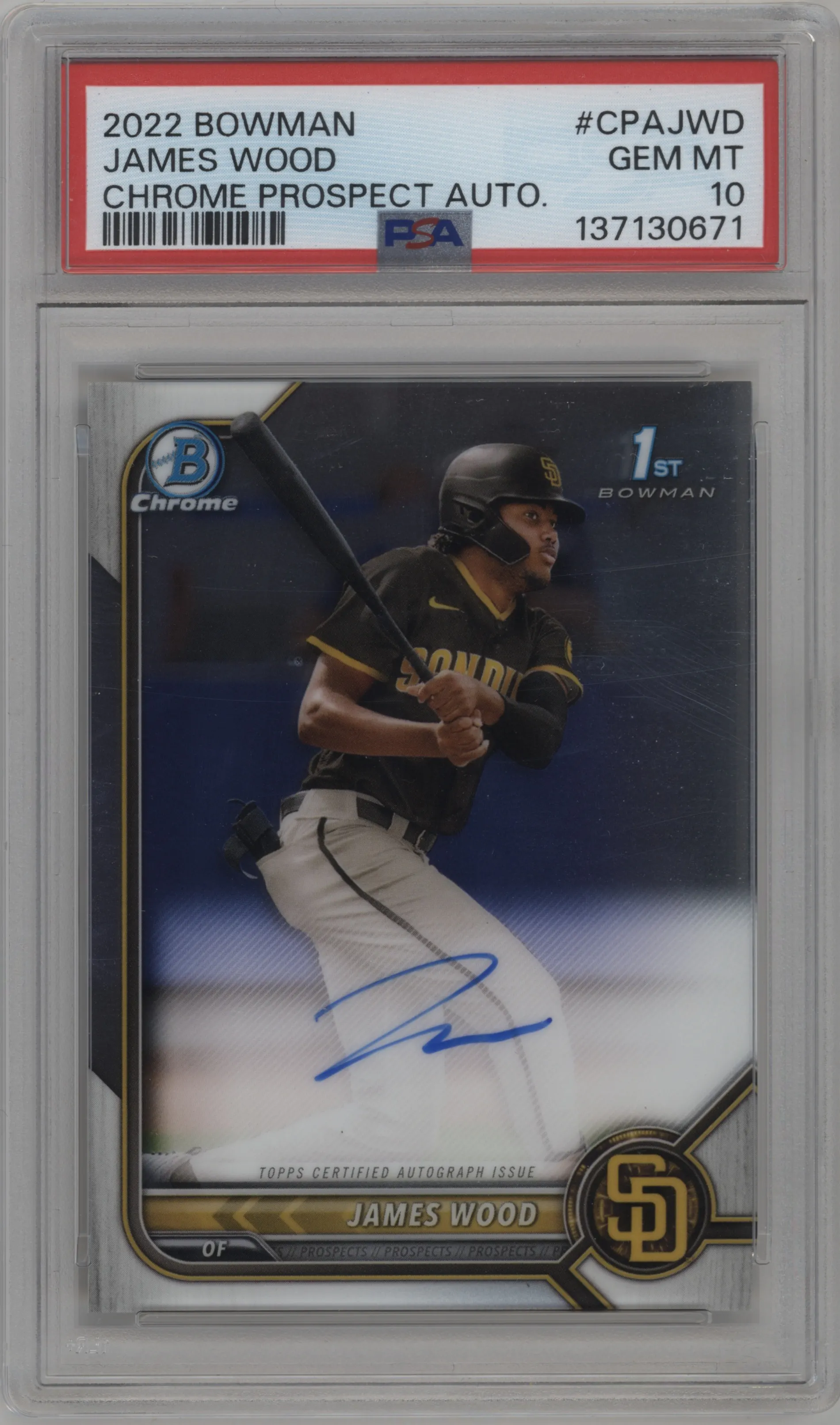 2022 Bowman Chr.Pros.Auto James Wood PSA 10