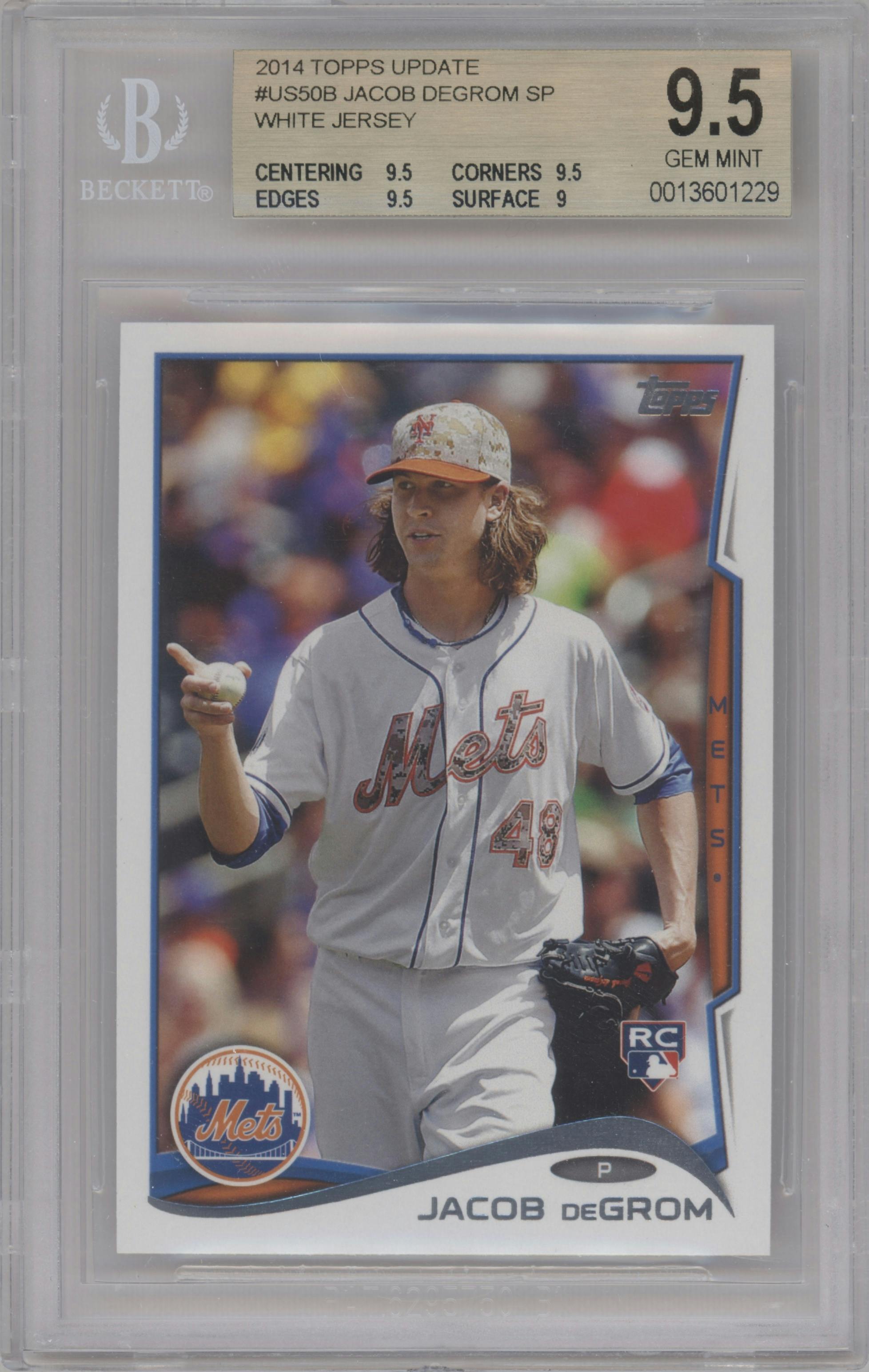 Jacob deGrom from the 2014 Topps Update set graded by Beckett and given an overall grade of 9.5.
